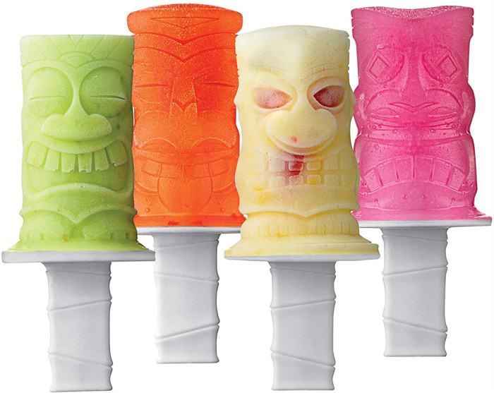 Ice Pop Molds, Flexible Silicone, Dishwasher Safe, Set of 4 Popsicle Makers with Sticks