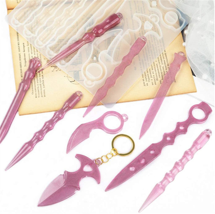 2 Pcs Self Defense Keychain Resin Mold Animal Finger Keychain Epoxy Silicone Molds for Crafts Jewelry Making Tools