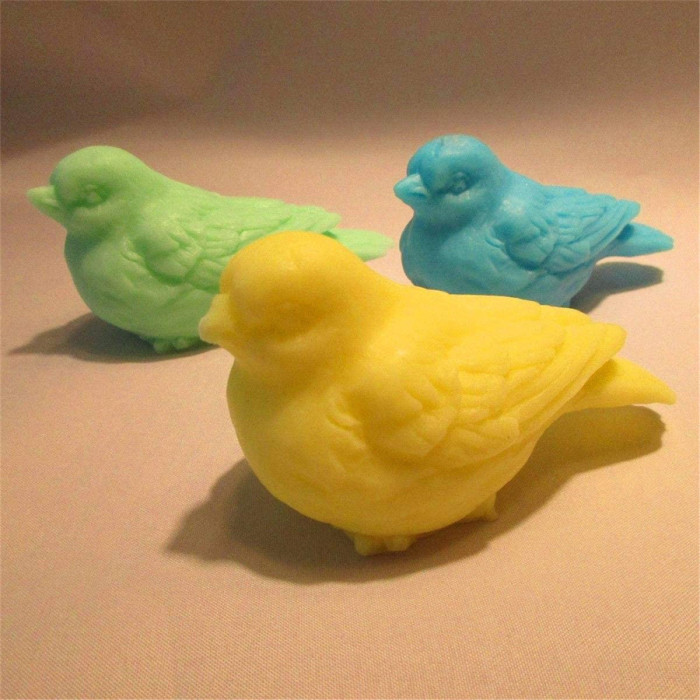 3D Bird Soap Mold Small Bird Silicone Mould for Soap Making Chocolate Candy Molds Cake  Decoration Resin Clay Plaster Candle Crayon Melt Mold (Random Color)