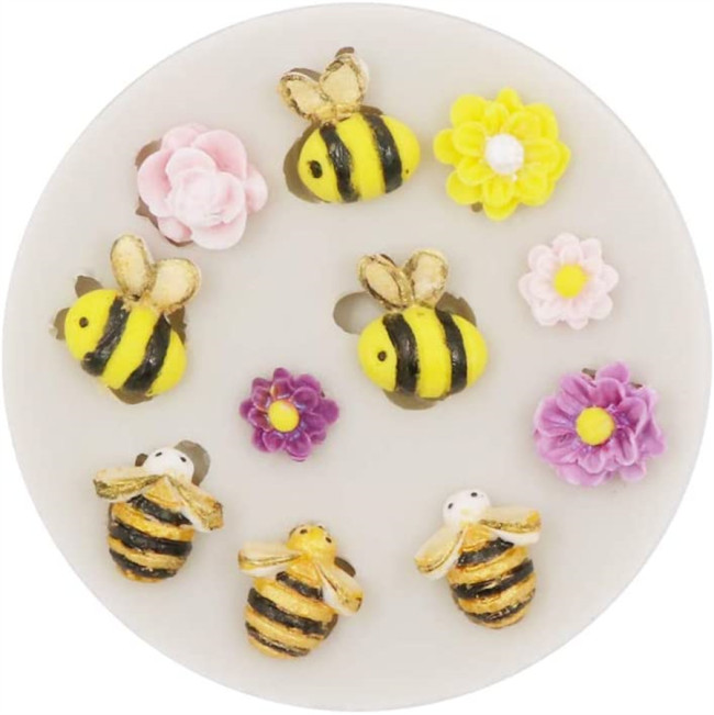 Bee Silicone Molds Fondant Baking Mold, Gumpaste Flower Cookie Moldes Fondant Silicone Cake Decorating Mould, Sugarcraft Cupcake