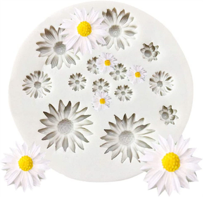 Flower Fondant Cake Molds,Daisy Flower,Small Flower,Candy Silicone Molds Set for Chocolate Fondant Polymer Clay Soap Crafting Projects Cake Decoration