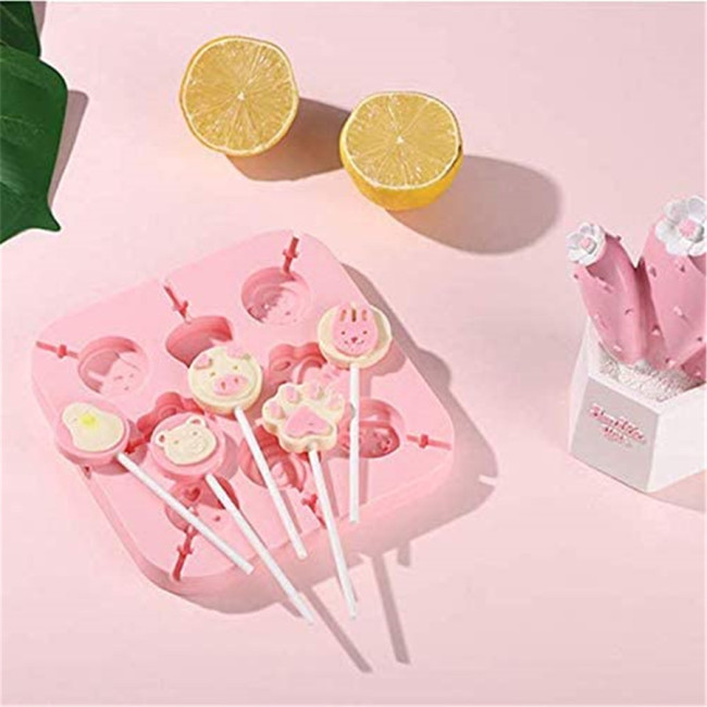 Aeyistry Creative Animals,lollipop and Cat's Paw Shaped Fondant Mold,Chocolate Candy Silicone Cake Mould,Fondant Cake Decorating Tools(Pink)