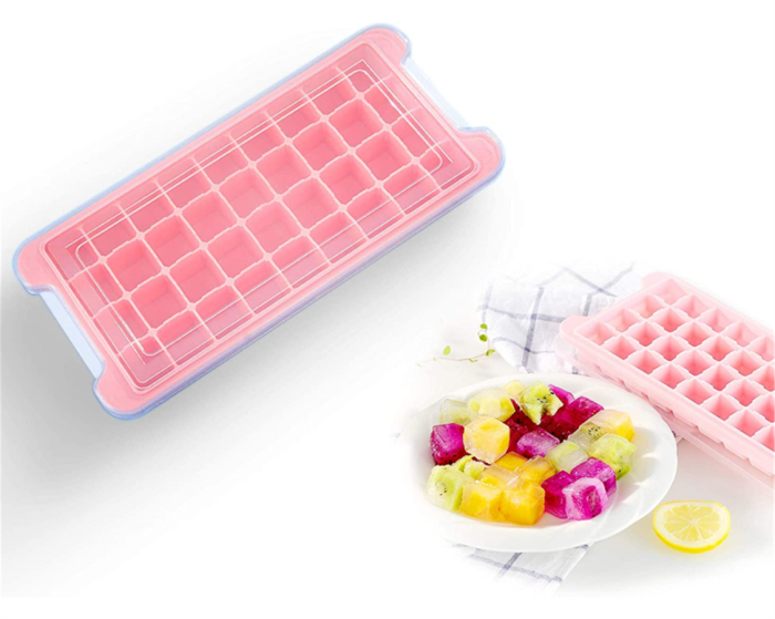 36 grid Ice Cube Trays With Lids, Food Grade Silicones With Cold Heated Ice Cube Mold.，With Splash-Proof Removable Cover