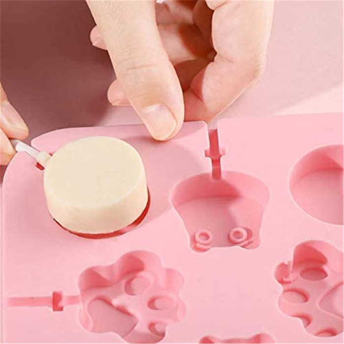 Aeyistry Creative Animals,lollipop and Cat's Paw Shaped Fondant Mold,Chocolate Candy Silicone Cake Mould,Fondant Cake Decorating Tools(Pink)