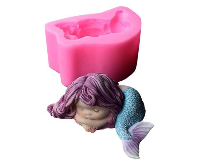 Mermaid Soap Mold,3D Mermaid Silicone Cake Handmade Soap Candle Mould Silicone for Baby Mermaid