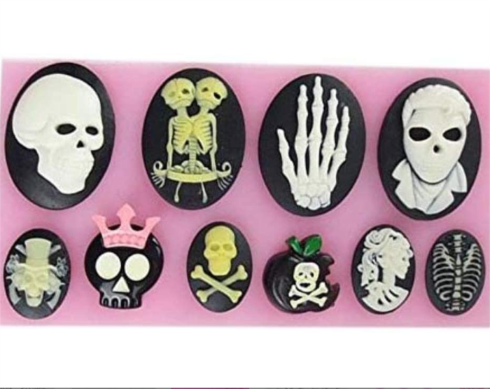 Halloween Skull Skeleton Fondant Silicone Cake Decoration Mould Chocolate Mould Sugar Icing Gumpaste Kitchen DIY Baking Tools