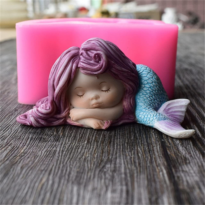 Mermaid Soap Mold,3D Mermaid Silicone Cake Handmade Soap Candle Mould Silicone for Baby Mermaid