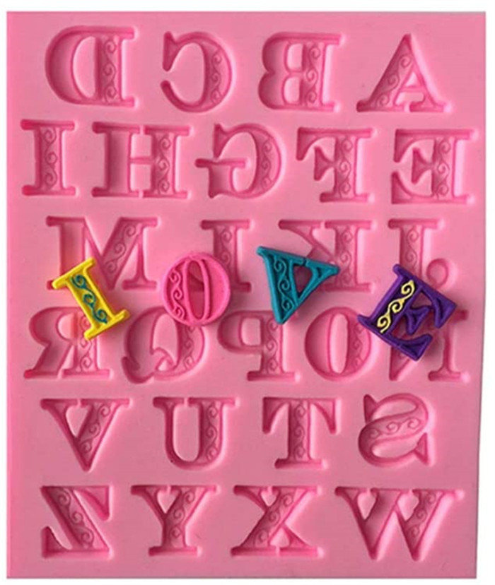 Fondant Letter Mold 3D Silicone Number Alphabet Molds for Cake Decoration Candy Chocolate Candle Making (Letter)