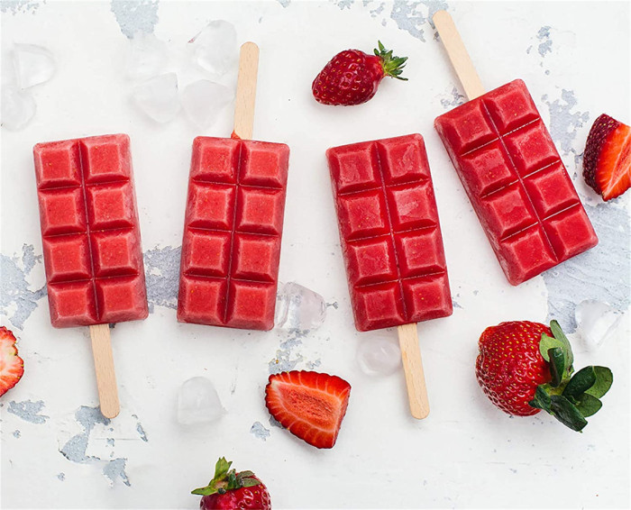 2 Pack Popsicle Molds, 4 Cavities Ice Pop Molds Silicone Popsicle Molds for Kids Easy Release Cake Pop Molds for DIY Popsicles, Popsicle Maker with 50 Wooden Sticks