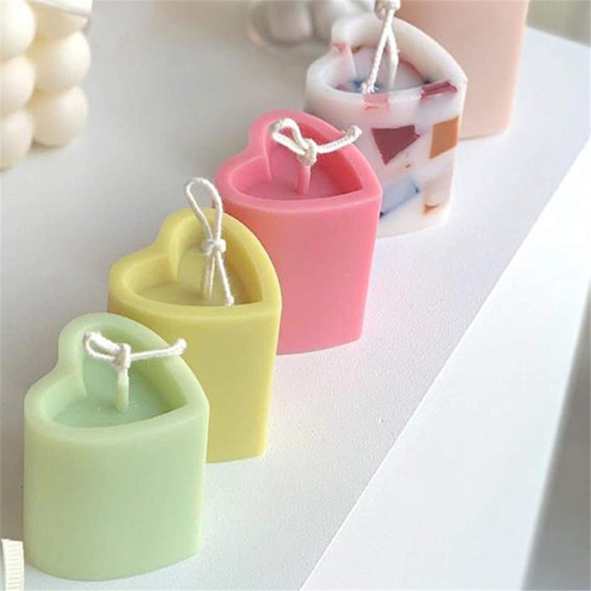 3D Heart Candle Mold Acrylic Plastic Column Candle Making Tool Handmade Soap Mold for DIY Crafts Clay Bath Bomb, Clear