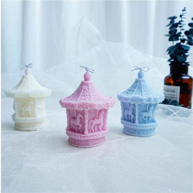 Silicone Candle Mold, Candle Molds Carousel-Shaped Candle Making Molds Handmade Craft Tool for Cake Decoration Candle Making Handmade Soap