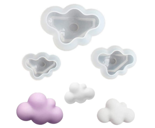 3Pcs/Set 3D Cloud Shape Chocolate Silicone Mold Mousse Fondant Ice Cube Mould Pudding Candy Soap Candle Crystal Epoxy Resin Molds Baking Cake Decoration Tool