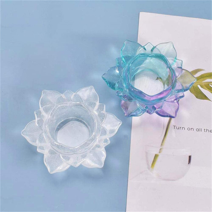 Lotus Candle Holder Ashtray Epoxy Silicone Resin Plant Pot Ewelry Storage Box Trinket Case Mold Home Decoration