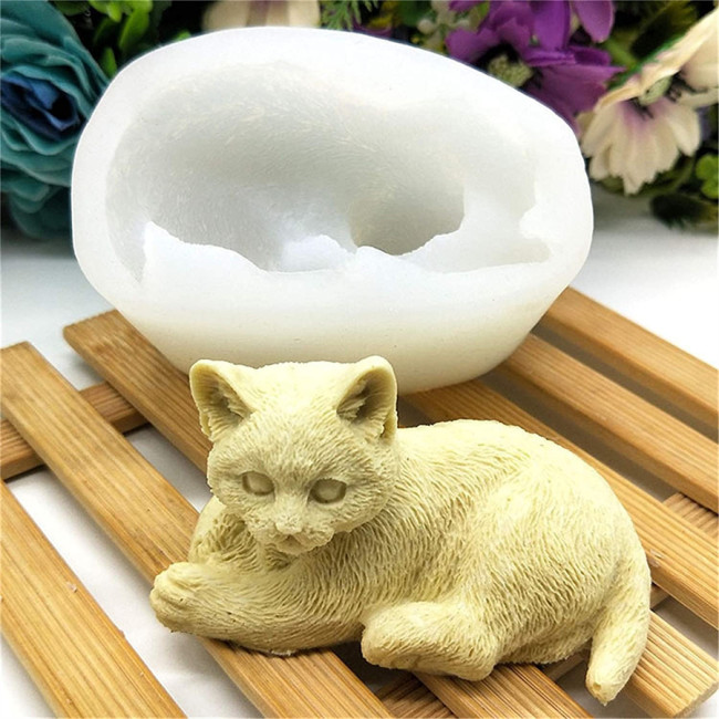 Cute cat Craft Art Silicone Soap Molds, 3D Animals Shape Craft Molds DIY Handmade Soap Molds