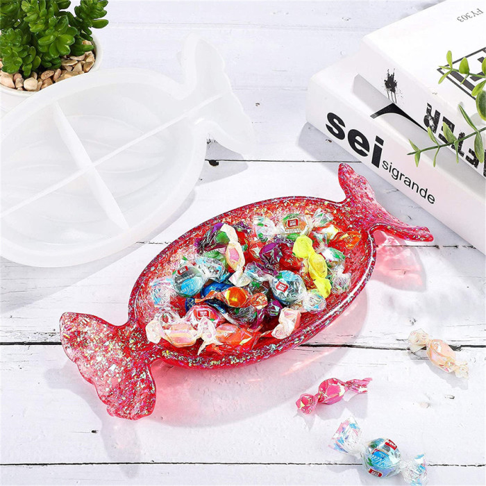 Tray Resin Mold, Large Candy Shaped Tray Silicone Mold, Epoxy Resin Casting Molds for Jewelry Storage Plate, Rolling Tray, Fruit Food Dish, Home Decoration