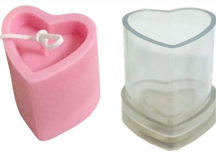 3D Heart Candle Mold Acrylic Plastic Column Candle Making Tool Handmade Soap Mold for DIY Crafts Clay Bath Bomb, Clear