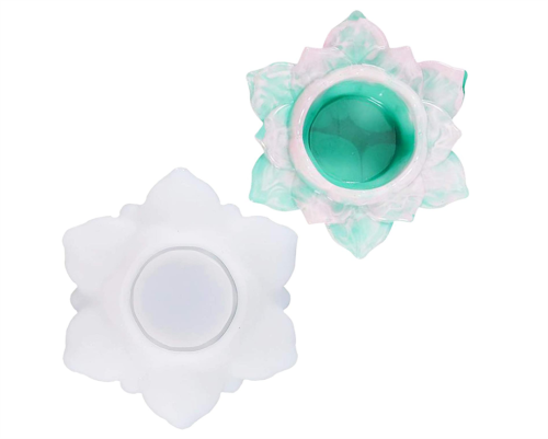 Lotus Candle Holder Ashtray Epoxy Silicone Resin Plant Pot Ewelry Storage Box Trinket Case Mold Home Decoration