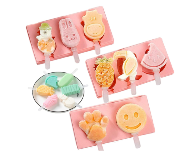 Silicone Mold Chocolate Cake for Kids 3 Pack, Easy Release , BPA Free Ice Cream Mold, Reusable Ice Pop Maker with Lid