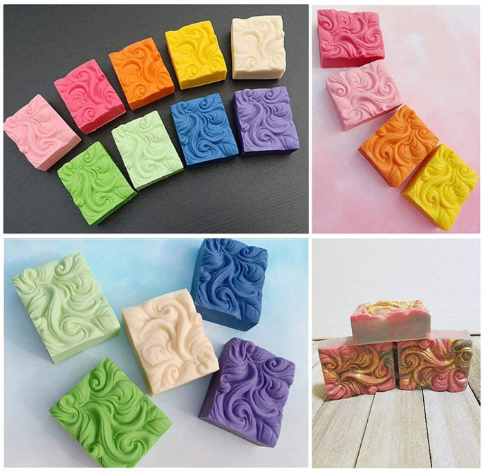4-Cavity Ocean Wave Soap Mold, Sea Wave Silicone Cake Baking Pan Jelly Pudding Mousse Mould, DIY Handmade Nautical Cloud Swirls Cold Process Soap Mold for Goat Milk Soap
