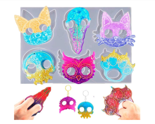 Keychain Resin Mold, Portable Keychain Epoxy Casting Silicone Molds, for Women DIY Crafts Making Crystal Mould