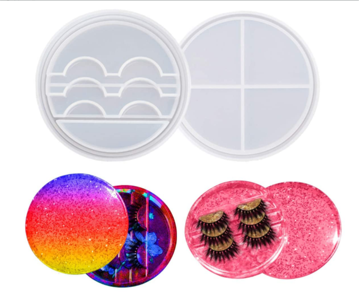 Resin Eyelashes Holder Mold, Silicone Eyelash Display Tray Resin Mold Set with Lid, Epoxy Eyelashes Storage Box Molds, Cosmetic Care Container Casting Mold