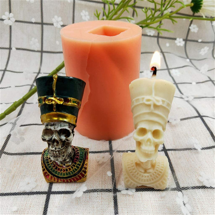 Pharaoh Head Silicone Candle Mold,Figurine Egyptian,Resin Crafts,DIY Handicraft Concrete Plaster Statue Mold,Cookie Pastry Pies,Cake,Pudding Making Tools,Birthday Parties Home Table Decorating