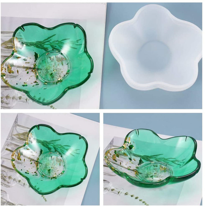 Silicone Dish Resin Mold, Flower-Shaped Jewelry Soap Dish Epoxy Resin Mold Tray Casting Mould for DIY Jewelry Ring Dish Holder, Desk Decoration, Storage, Container, Trinket Dish, Resin Crafts