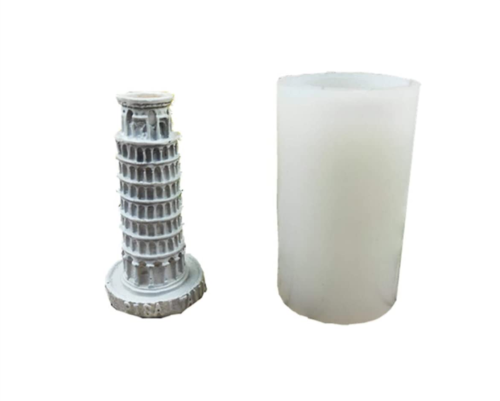 (Leaning Tower of Pisa) Candle Mold,Sitting on Her Knees Resin Crafts,DIY Handicraft Concrete Plaster Statue,Cookie，Pies,Cake,Pudding Making,Birthday Parties Home Table Decorating