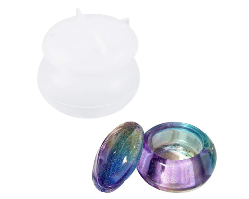 Small Jar Resin Molds with Lid Silicone Epoxy Casting Mold for Small Bottle DIY Mini Jewelry Container Storage Trinket Box
