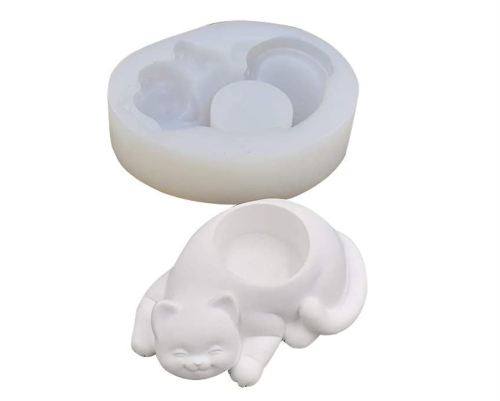 Candlestick Silicone Mold Cat Epoxy Resin Casting Mold is Used to Make Flower Pot/Jewelry Storage Box/DIY Crafts Decorative
