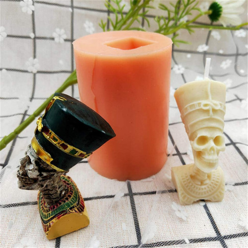 Pharaoh Head Silicone Candle Mold,Figurine Egyptian,Resin Crafts,DIY Handicraft Concrete Plaster Statue Mold,Cookie Pastry Pies,Cake,Pudding Making Tools,Birthday Parties Home Table Decorating