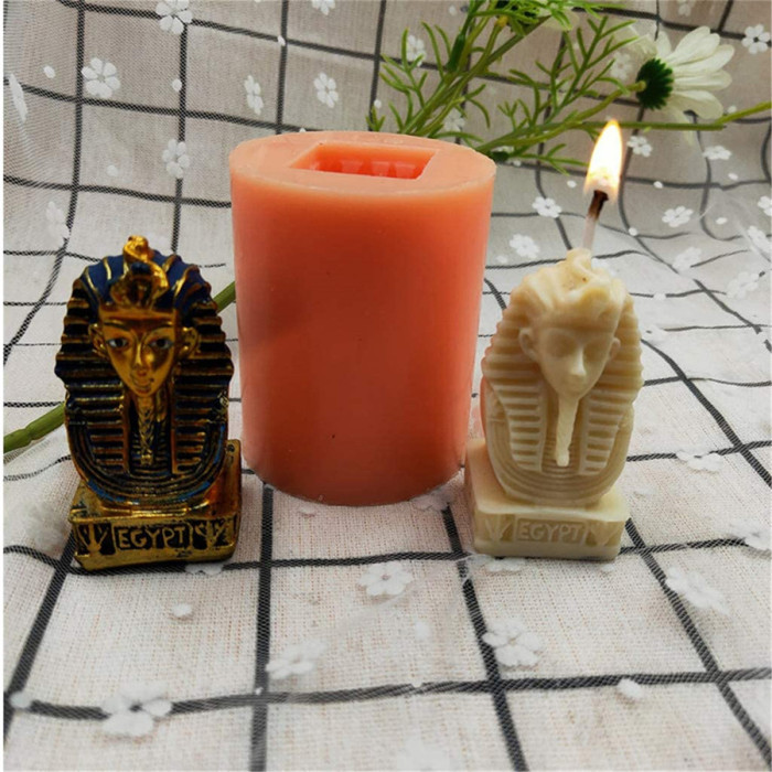 Cleopatra Head Silicone Candle Mold,Egyptian Figurine Resin Crafts,DIY Handicraft Concrete Plaster Statue Mold,Cookie Pastry Pies,Cake,Pudding Making Tools,Birthday Parties Home Table Decorating