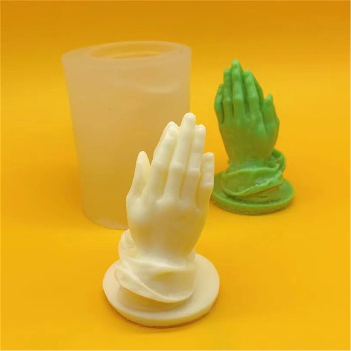 3D Praying Hands Candle Mould, Be Thankful Prayer Hands Pray for Blessing Peace Silicone Mold for Candle Epoxy Resin Casting Plaster Statue Decoration DIY Craft