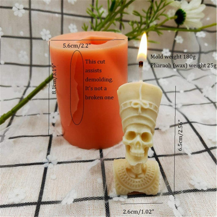 Pharaoh Head Silicone Candle Mold,Figurine Egyptian,Resin Crafts,DIY Handicraft Concrete Plaster Statue Mold,Cookie Pastry Pies,Cake,Pudding Making Tools,Birthday Parties Home Table Decorating