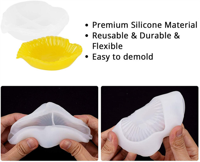 Dish Resin Molds,  Leaf Shaped Silicone Jewelry Tray Molds, Storage Container Epoxy Resin Casting Molds for Jewelry Ring Holders, Soap Dish, Candle Holder, DIY Decorative, Set of 2