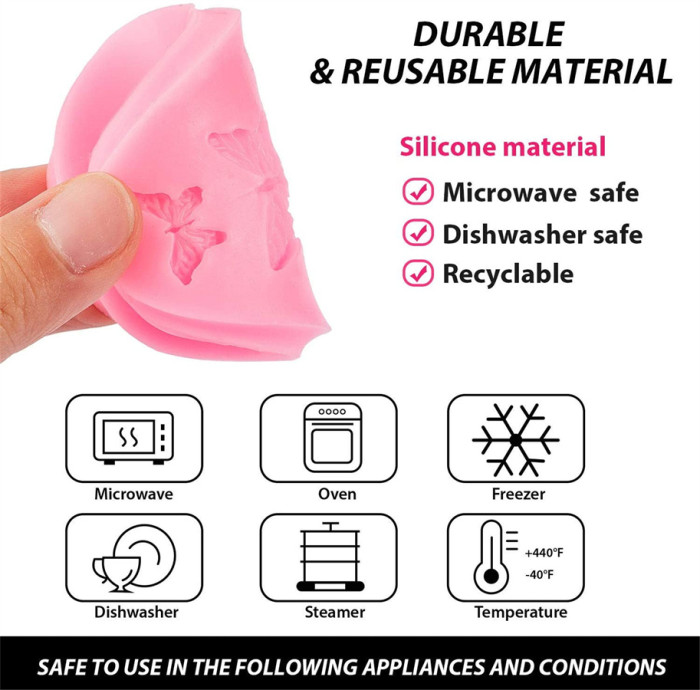 2 Pieces Butterfly Silicone Molds Mini Butterfly Fondant Cake Baking Mold Cupcake Decoration Tool for Homemade Cake DIY Polymer Clay