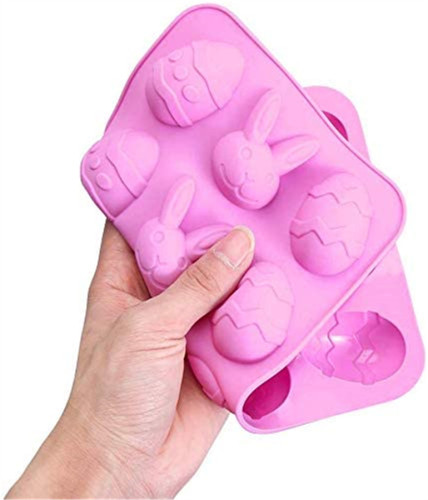 1Pack Easter Bunny Shaped Silicone Chocolate Lollipops Mold, Baking Molds for Candy Mini Soap, Lollipops Cake Bread Cupcake Cheesecake Muffin and Jello