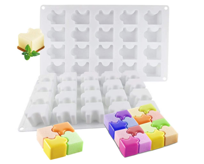 French Mousse Silicone Mold 20 Hole Puzzle Cake Candy Baking Mould for Chocolate Jelly Ice Cube Bath Bombs