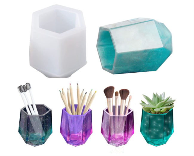DIY Cup Resin Silicone Mold,Craft Makeup Brush Holder Organizer Epoxy Mold Cosmetics Brushes Pen Storage Mold Silicone Mould Bottle Casting Mold for Epoxy Casting Home Decor