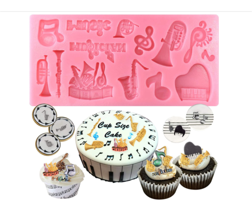 Mini Musical Instruments Clef Notes Silicone Candy Mold for Cake Decoration, Clay, Crafting