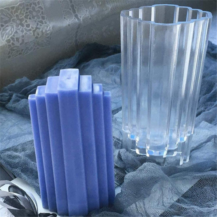 Plastic Candle Molds, Stripe Mold Pillar Candle Molds Cylinder Rib Candle Making Molds DIY Candle Making Supplies for Christmas Wedding Dinner