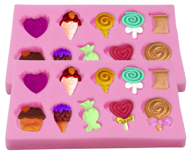 2Pcs Ice Cream, Candy, Lollipop Shape Silicone Molds ForPudding,Pan Muffin,Impression Mats Baroque Fondant,Chocolate,Ice Cube,Cookie Pastry Pies,Cake Cup,Cake Decoration,Handmade Soap