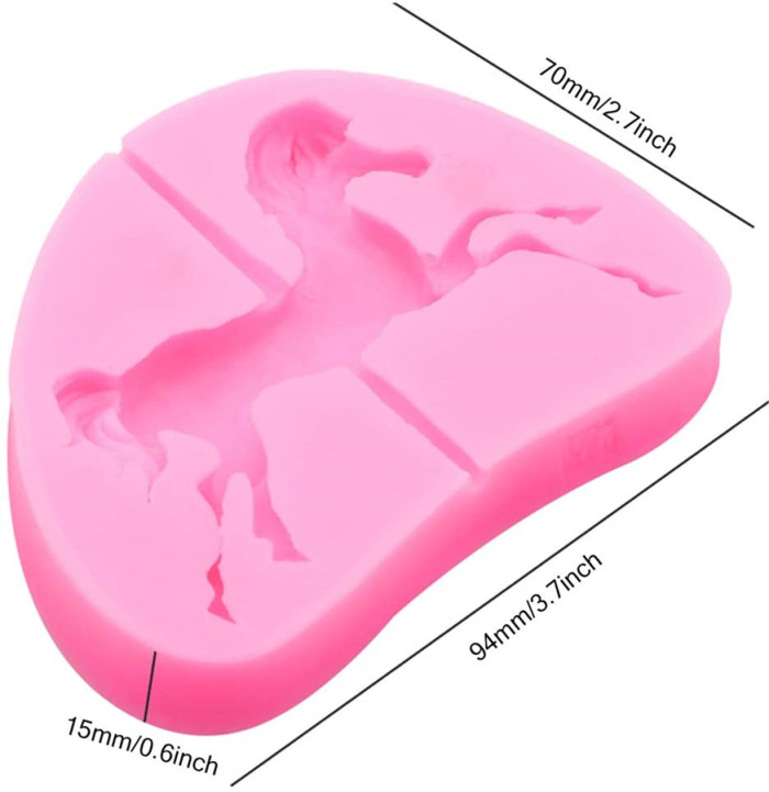 Carousel Horse Silicone Fondant Molds, 3D Merry-Go-Round Chocolate Lollipop Sugarcraft Gum Paste Mold for Boy Girl Baby Shower Carousel Party Cake Decorating Supplies Clay Resin Mould