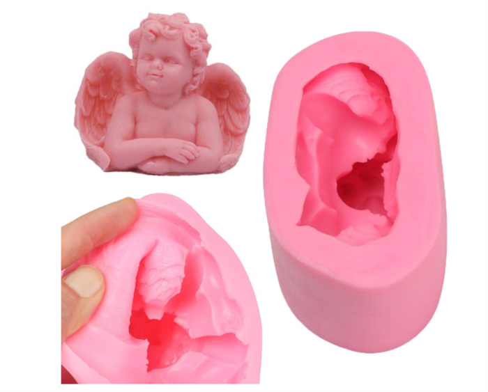 3D Angel Resin Mold, Candle Mold, Angel Silicone Mold, Used to Make Angel-Shaped Soap, Cake Decoration, Lotion Stick, Polymer Clay, Cement, Concrete Mold (B)