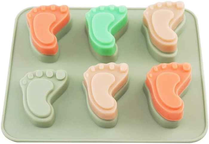 Baby Footprint Molds Foot Step Silicone Fondant Molds for Baby Shower Birthday Cake Decoration Candy Chocolate Cupcake Topper Decorating