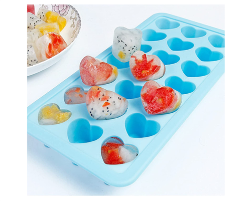 Heart Ice Cube Tray, Silicone Heart Shaped Ice Cube Molds, Easy Release Silicone Ice Cube Mould, Nonstick Flexible Silicone Ice Cube Making, Candy Chocolate Mold Ice Cube Maker Trays for Freezer(Random color)