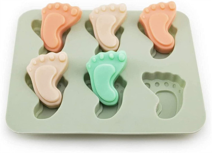 Baby Footprint Molds Foot Step Silicone Fondant Molds for Baby Shower Birthday Cake Decoration Candy Chocolate Cupcake Topper Decorating
