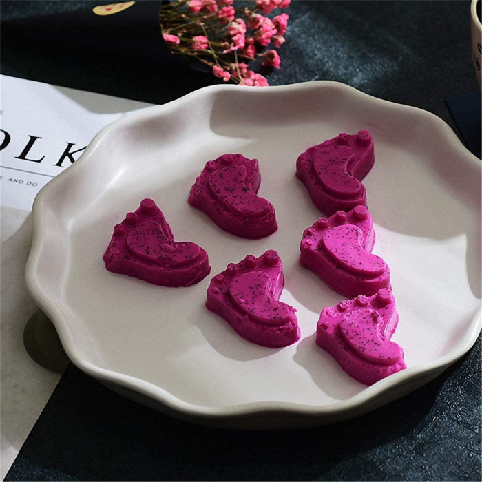 2 Pack Cute Baby Foot Silicone Molds for Baby Shower Party Footprint Chocolate Candy Gummy Jello Jelly Bakeware Baking Muffin Cupcake Cake Soap Lotion Bar Crayon Melt Pastry Ice Cube Tray