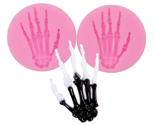 2 Pieces Skeleton Hands Molds Halloween party for Sugarcraft, Cake Decoration, Handmade Ice Cream,Cupcake Topper, Chocolate, Pastry, Cookie Decor, Jewelry, Polymer Clay, Crafting Projects