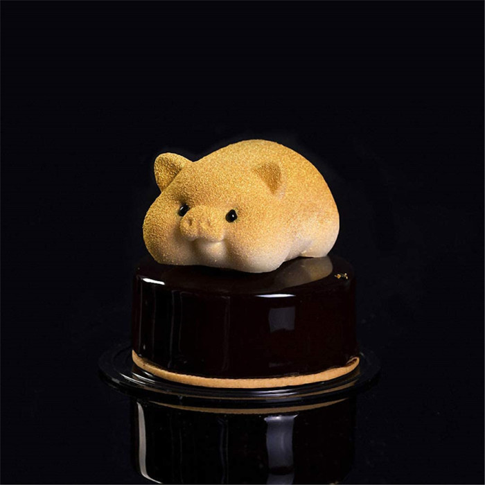 6 Cavity 3D Pig Mousse Cake Baking Pan Cute Piggy Silicone Mold for French Dessert Soap Lotion Bar Plaster Chocolate Candy Mould Cupcake Butter Jello Ice Cube Tray